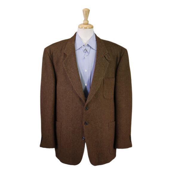 LL Bean Brown Herringbone Tweed Diamond Quilted Lined Blazer Jacket XL - Picture 1 of 9